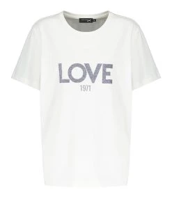 JEANNE VOULAND Tee-shirt Ben Love 1971 Glitter Gun Métal Blanc