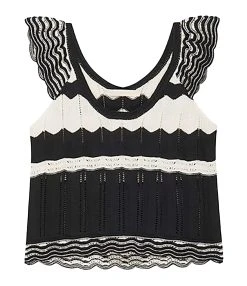 Vanessa Bruno Top Augustina Coton Écru Noir