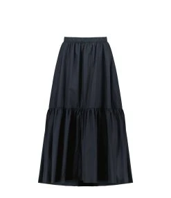 PATOU Jupe Longue Froufrou Coton Noir Total Eclipse