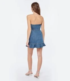 SELF PORTRAIT Robe Mini Bandeau Denim Bleu -ANINE BING Boutique 053 1222am 1