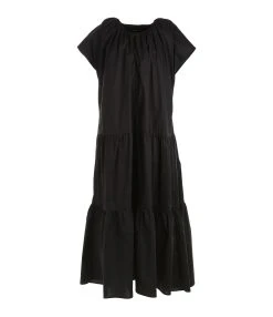 ROBERTO COLLINA Robe Volant Coton Noir