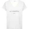 Tee-shirt Lulli St-Tropez Col V Coton Bio Blanc, Collaboration Jeanne Vouland X Lulli -ANINE BING Boutique 060 5222223185950