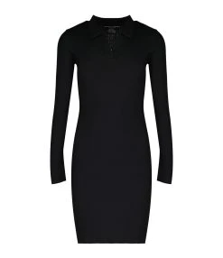 MAJESTIC FILATURES Robe Col Polo Coton Noir