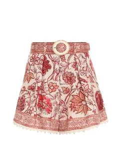 Zimmermann Short Vitali Lin Fleuri Sépia