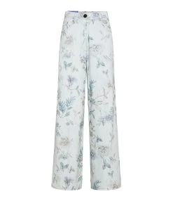 FORTE_FORTE Pantalon Denim Coton Imprimé Bleu