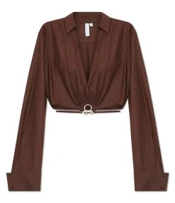 JONATHAN SIMKHAI Top Court Breslin Satin Chocolat