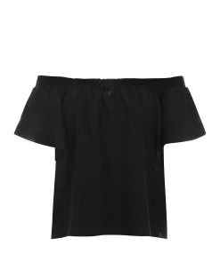 JEANNE VOULAND Top Daisie Bardot Lin Lavé Noir