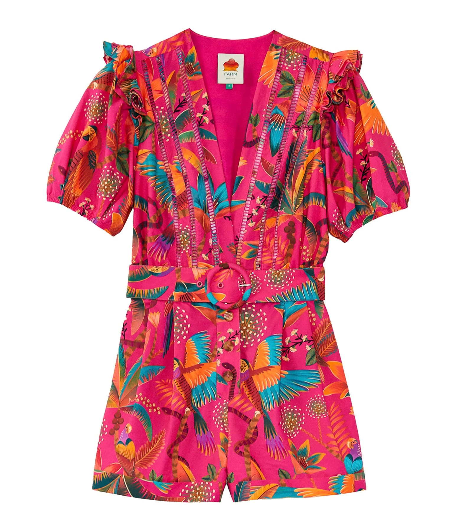 Farm Rio Combinaison Short Macaw Coton Rose 3 Farm Rio Combinaison Short Macaw Coton Rose