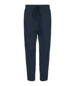 ANINE BING Boutique 4 XIRENA Pantalon Fin Draper Coton Bleu Navy