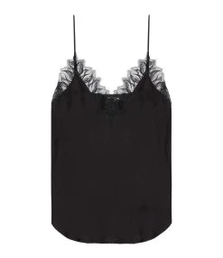 JEANNE VOULAND Caraco Carry Satin Dentelle Noir