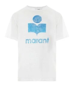 MARANT ÉTOILE Tee-shirt Zewel Lin Blanc Bleu