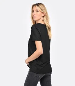 MAJESTIC FILATURES Tee-shirt Col V Noir -ANINE BING Boutique 680 230111