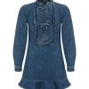 SELF PORTRAIT Robe Mini Volants Denim Bleu -ANINE BING Boutique 7 5222223282529