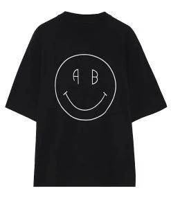 ANINE BING Tee-shirt Avi Smiley Coton Organique Noir
