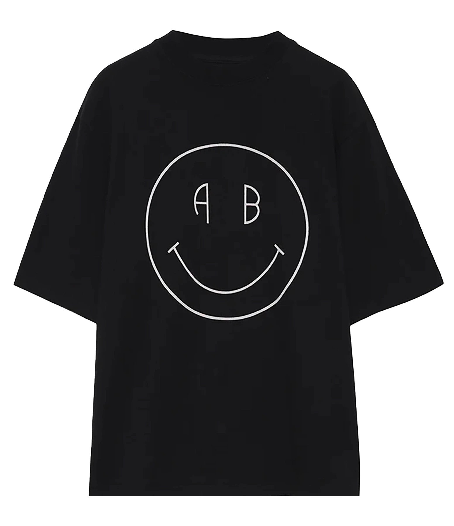 ANINE BING Tee-shirt Avi Smiley Coton Organique Noir 3 ANINE BING Tee-shirt Avi Smiley Coton Organique Noir