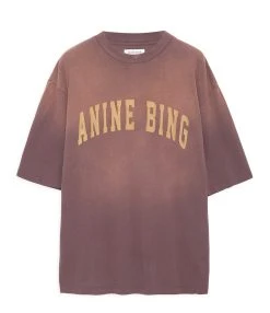 ANINE BING Tee-shirt Avi Coton Organique Bordeaux Délavé