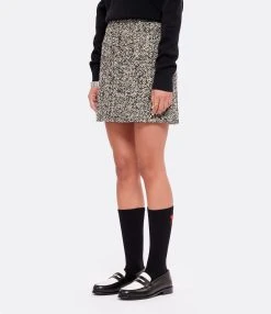 AMI Paris Jupe Laine Vierge Noir Écru -ANINE BING Boutique amipa look20220812 269