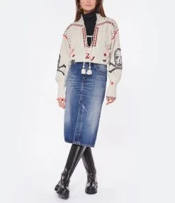 AMI Paris Jupe Crayon Coton Denim Bleu Usé 9 AMI Paris Jupe Crayon Coton Denim Bleu Usé -ANINE BING Boutique amipa look20221011 293