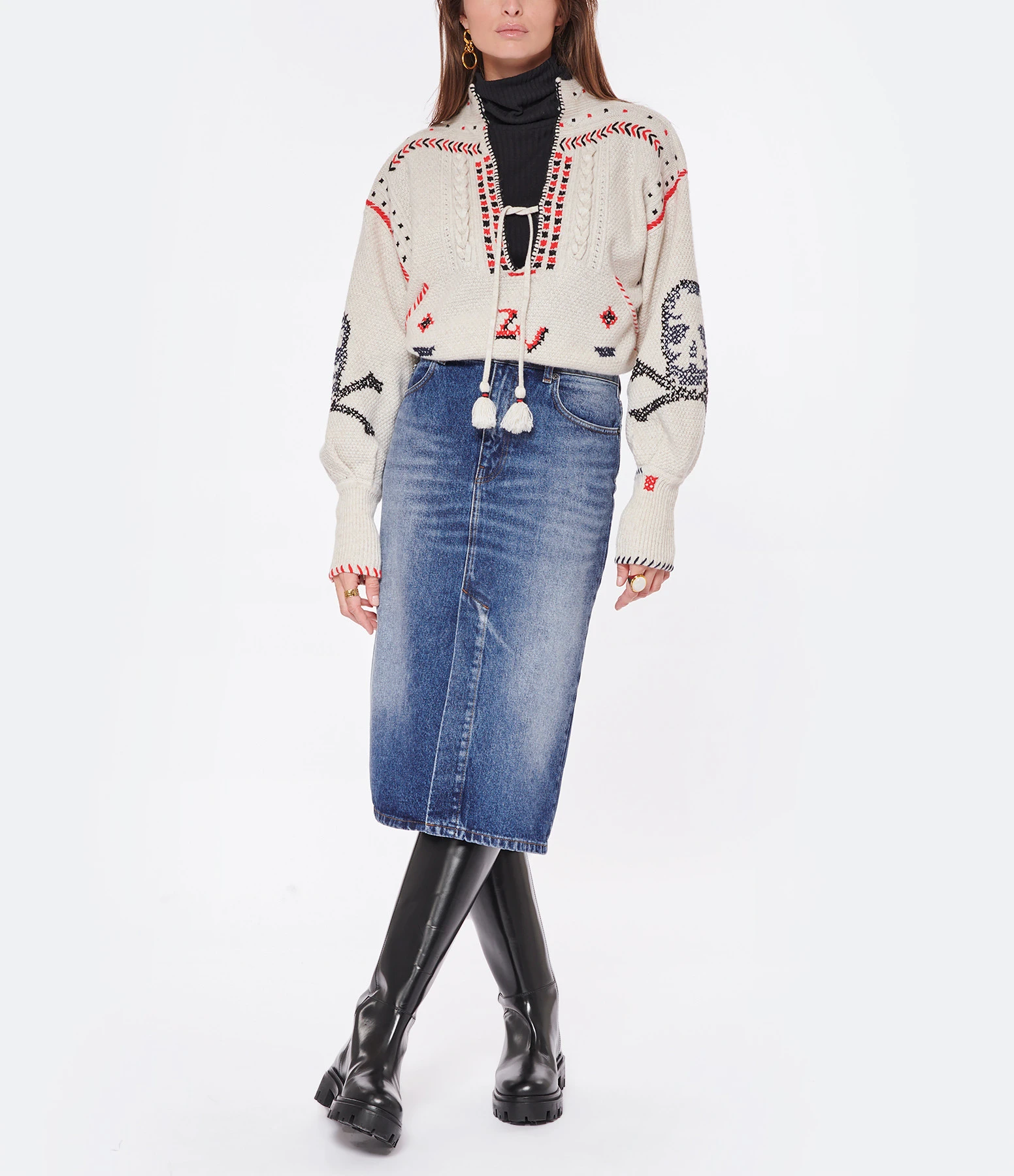 AMI Paris Jupe Crayon Coton Denim Bleu Usé 5 AMI Paris Jupe Crayon Coton Denim Bleu Usé – Image 3