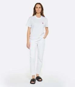 AMI Paris Tee-shirt Unisexe Ami De Cœur Coton Biologique Blanc -ANINE BING Boutique amipa look20230118 230