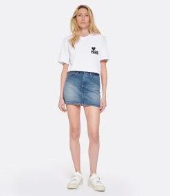 AMI Paris Jupe Courte Coton Bleu Usé -ANINE BING Boutique amipa look20230207 294 1