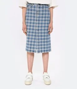 AMI Paris Jupe Mi-Longue Coton Bleu Javel -ANINE BING Boutique amipa look20230223 258