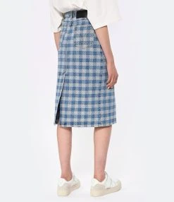 AMI Paris Jupe Mi-Longue Coton Bleu Javel -ANINE BING Boutique amipa look20230223 260