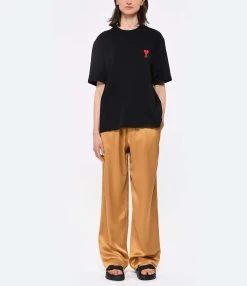 AMI Paris Tee-shirt Unisexe Ami De Cœur Coton Biologique Noir Rouge -ANINE BING Boutique amipa look20230223 395