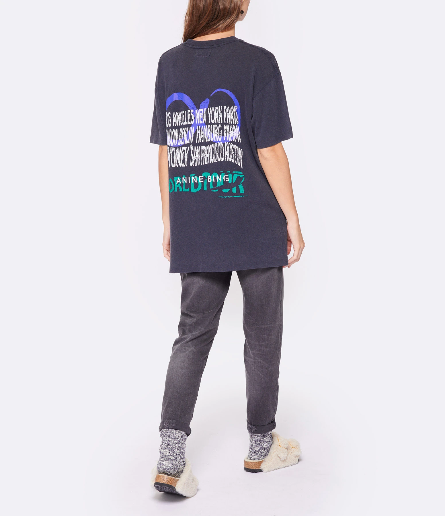 ANINE BING Tee-shirt Walker Coton Noir Délavé 7 ANINE BING Tee-shirt Walker Coton Noir Délavé – Image 5