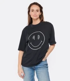 ANINE BING Tee-shirt Avi Smiley Coton Organique Noir 9 ANINE BING Tee-shirt Avi Smiley Coton Organique Noir -ANINE BING Boutique anine look20230126 423