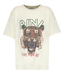 ANINE BING Tee-shirt Tiger Coton Organique Stone