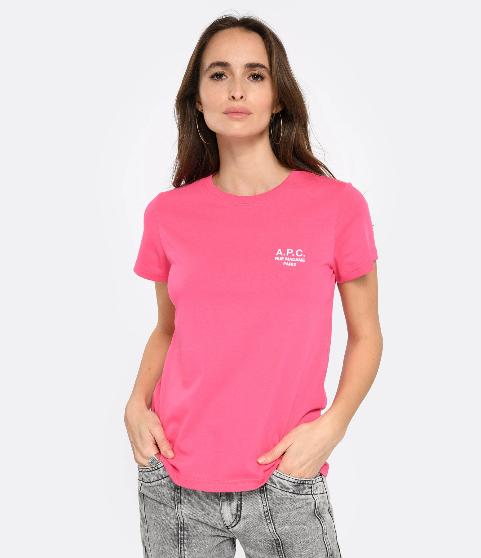 A.P.C. Tee-shirt New Denise Coton Rose Vif 4 A.P.C. Tee-shirt New Denise Coton Rose Vif – Image 2