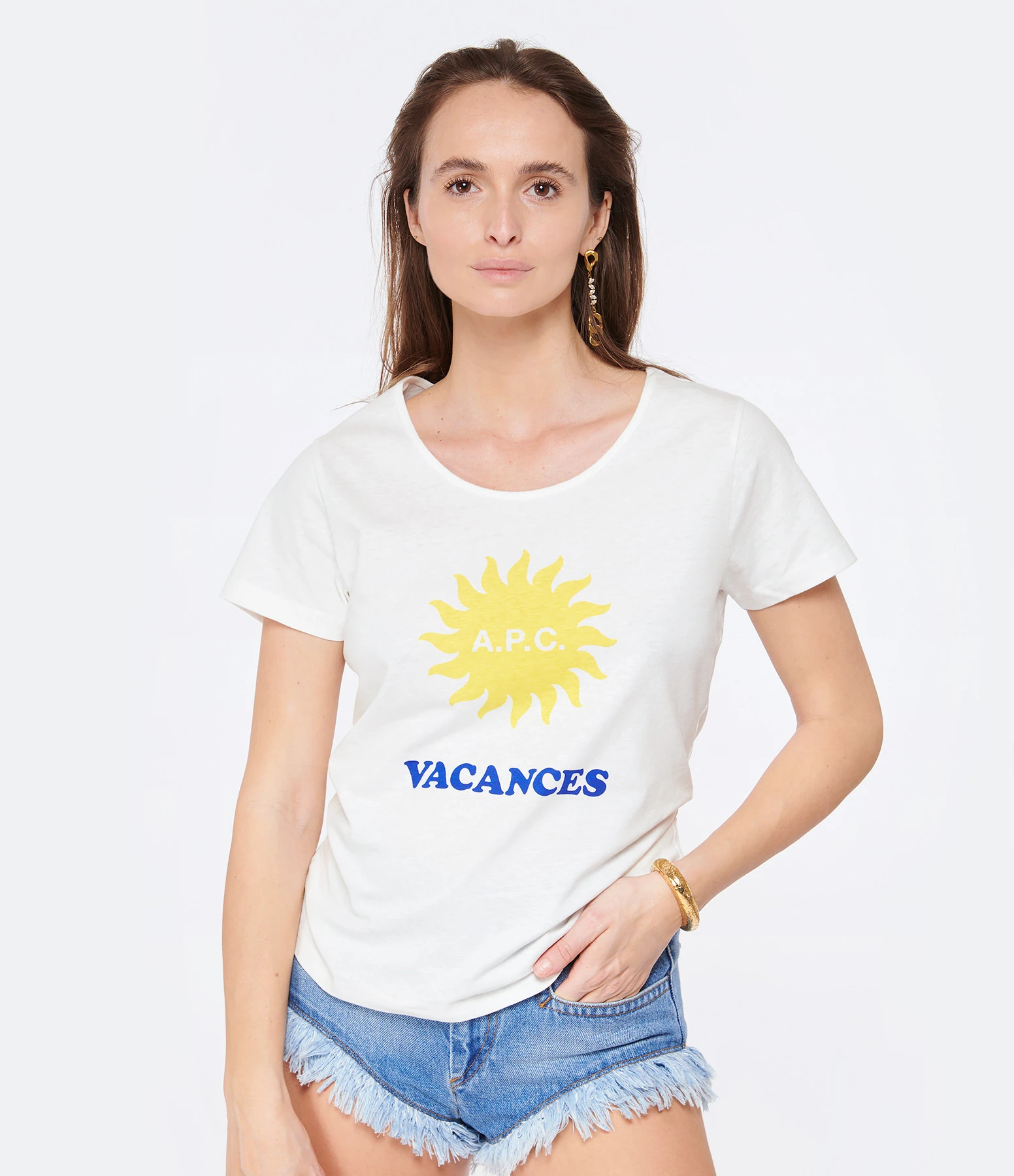 A.P.C. Tee-Shirt Vacances F Coton Blanc 5 A.P.C. Tee-Shirt Vacances F Coton Blanc – Image 3