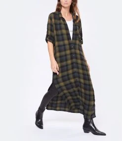 Bella Dahl Robe Rolled Sleeve Duster Jasper Green Plaid 8 Bella Dahl Robe Rolled Sleeve Duster Jasper Green Plaid -ANINE BING Boutique bella look20221019 93 1