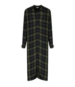 Bella Dahl Robe Rolled Sleeve Duster Jasper Green Plaid