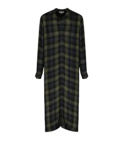 Bella Dahl Robe Rolled Sleeve Duster Jasper Green Plaid
