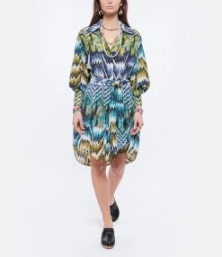 CHUFY Robe Chemise Grazia Soie Imprimé Calvi Blue -ANINE BING Boutique chufy look20220104 49 1