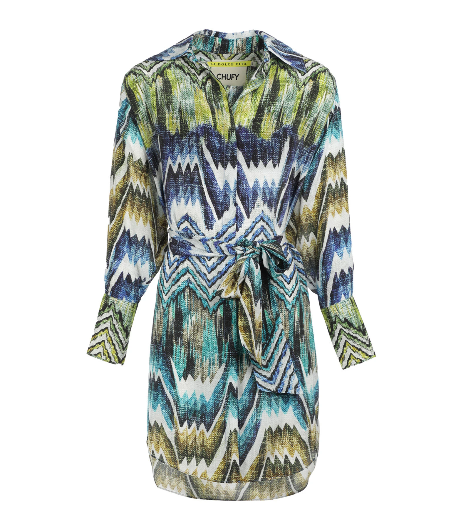CHUFY Robe Chemise Grazia Soie Imprimé Calvi Blue 3 CHUFY Robe Chemise Grazia Soie Imprimé Calvi Blue
