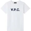 A.P.C. Tee-shirt Coton Blanc Bleu Marine 2 A.P.C. Tee-shirt Coton Blanc Bleu Marine -ANINE BING Boutique cobqxf26588iak