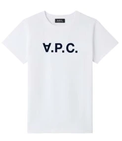 A.P.C. Tee-shirt Coton Blanc Bleu Marine