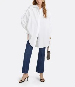 PATOU Robe Chemise Courte Coton Blanc Perle -ANINE BING Boutique dr0860017005w 01 cyrine