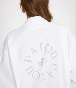 PATOU Robe Chemise Courte Coton Blanc Perle -ANINE BING Boutique dr0860017005w 02 cyrine