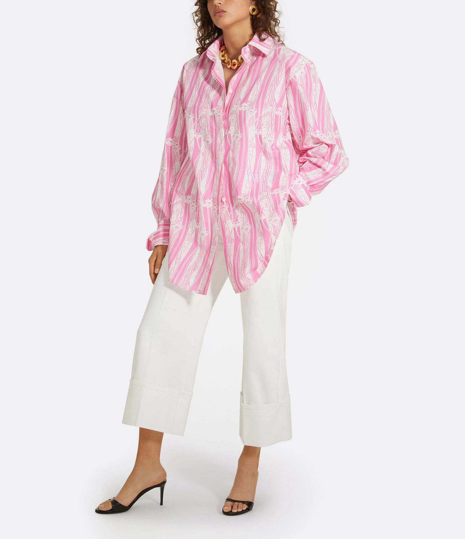 PATOU Robe Chemise Courte Coton Rose Art Déco 5 PATOU Robe Chemise Courte Coton Rose Art Déco – Image 3