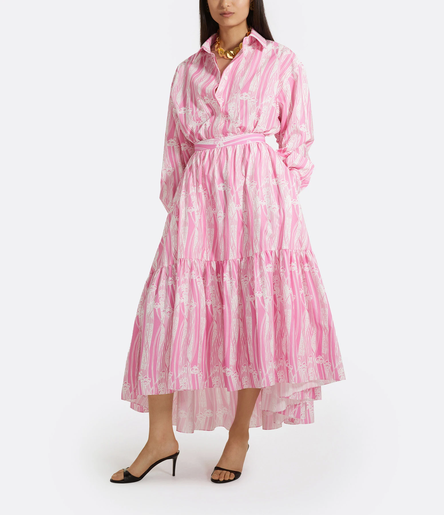 PATOU Robe Chemise Courte Coton Rose Art Déco 6 PATOU Robe Chemise Courte Coton Rose Art Déco – Image 4