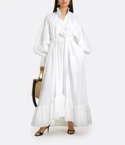 PATOU Robe Longue Painter Coton Blanc -ANINE BING Boutique dr1070017001w 01 bella