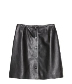 MAISON STANDARDS Jupe Boutonnée Emilia Cuir Noir