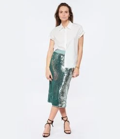 ESSENTIEL ANTWERP Jupe Crayon Dorinda Sequin Argenté 10 ESSENTIEL ANTWERP Jupe Crayon Dorinda Sequin Argenté -ANINE BING Boutique essen look20230126 141