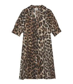Ganni Robe Sheer Voile Léopard