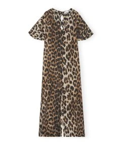 Ganni Robe Sheer Voile Léopard