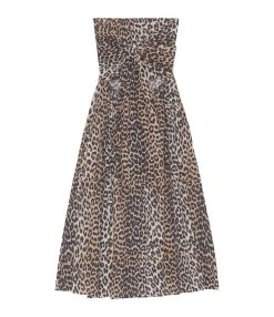 Ganni Robe Longue Bustier Coton Organique Léopard -ANINE BING Boutique f7495 6513 943 1